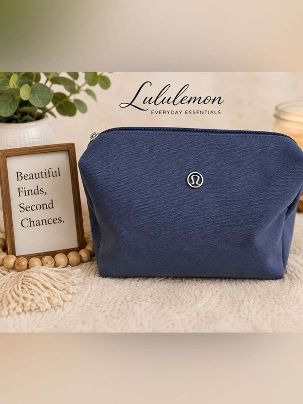 Lululemon Blue/purple Everyday Essentials Zip Pouch Cosmetic Bag NWOT